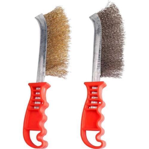 0.3mm Steel wire brush Copper Plating Derusting Brush Knife Wire Brush Knife-shaped Seam Brush 98mm Plastic Handle Iron Brush