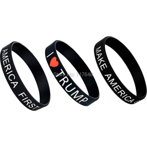 100PCS America First I Love TRUMP Make America Great Again wristband silicone bracelets free shipping by ePacket A