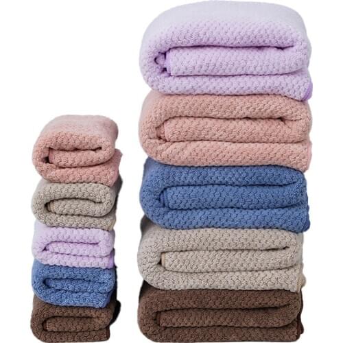 35*75cm 70*140cm Pineapple grid coral fleece towel bath towel set Microfiber face towel adult bath towel beach towel