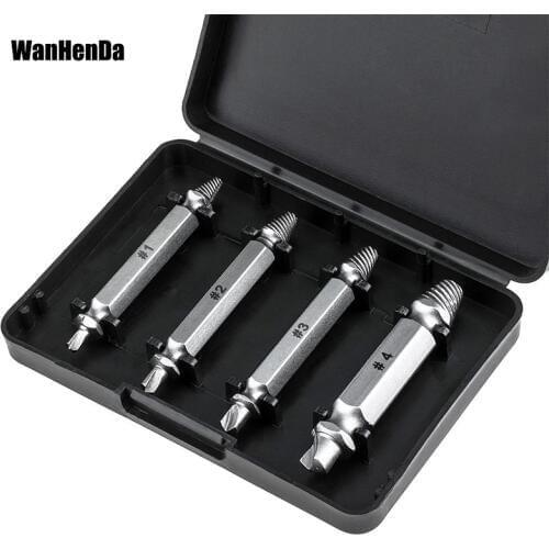 4pcs Damaged Screw Extractor Drill Bits Guide Set Broken Speed Out Easy out Bolt Stud Stripped Screw Remover Tool