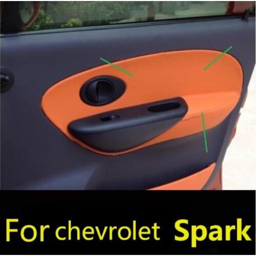 4PCS Microfiber Front /Rear Door Panel Armrest Leather Cover Protective Trim For Chevrolet Spark with Mount Fittings