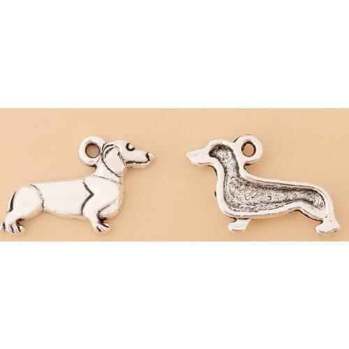 50pcs/Lot Tibetan Silver Dog Dachshund Charms Pendants Beads for Necklace Bracelet Jewelry Making Accessories