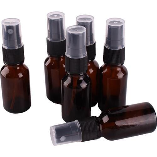 6pcs 15ml Amber Glass Spray Bottle w/ Black Fine Mist Sprayer essential oil bottles empty cosmetic containers