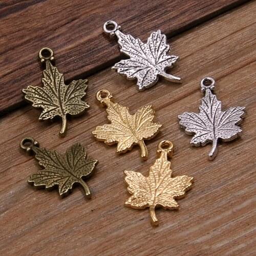 20pcs 15*23mm Antique Two Color Zinc Alloy Hollow Mini Tree Leaf Charms Fit DIY Jewelry Pendant Charms Making