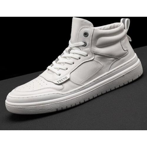 White Western Sewing Boots Men High Top Casual Shoes Spring 2021 New Round Toe Simple Sneaker Boots Mens Leather Shoes M1982