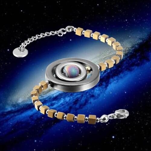 BOYULIGE Hematite Beads Space Planet Bracelet Men Universe Stars Natural Stone Bead Bracelets & Bangles For Women Free Shipping