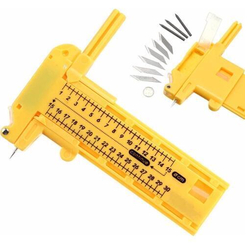 Paper Leather Compass Circle Cutter Round Cutting Knife Model Patchwork 1-30cm + 6pcs Spare Blades + 3pcs Leads