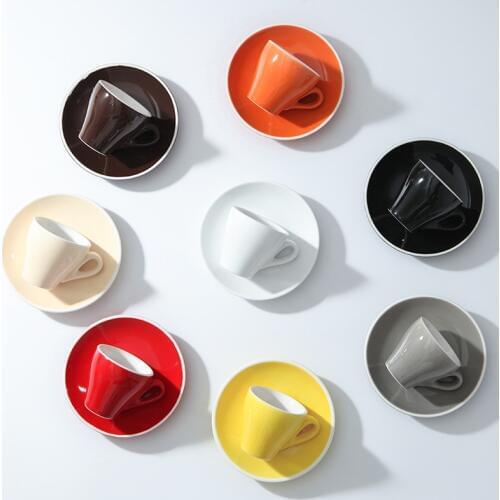 Espresso cup Italian small ceramic latte cappuccino cup saucer set single mini espresso coffee shop cafe drinkware