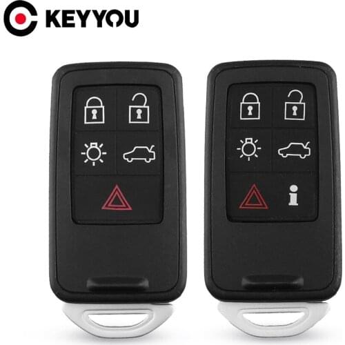 KEYYOU 10x For Volvo S60L/XC60/S80L/V60/V40 Fob Car Key Blanks Case Cover Replacement 5/6 Buttons Smart Car Remote Key Shell