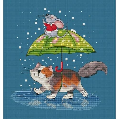 Hot Embroidery Cat and Mouse Counted Cross Stitch Baby Blanket Patterns with 100% Cotton Floss & Free Shipping for Home Decor