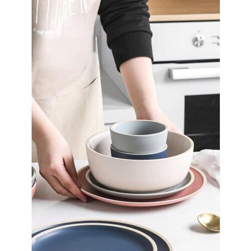 Porcelain Modern Dinner Plates Nordic Design Solid Color Dinner Plates Western Fashion Pratos De Jantar Kitchen Tableware BS50PZ