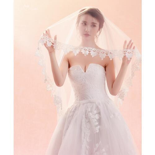 LZP380 Ivory Wedding Veil 3 Meters Tulle One Layer Bridal Veil Cathedral Veil Veu De Noiva