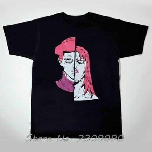 JojoS Bizarre Adventure Golden Wind Diavolo Doppio Black T-Shirt New Men Cotton O-neck Tshirt Funny Tees Tops Harajuku