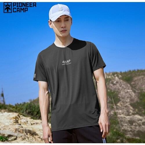Pioneer Camp Black Gray T-shirts Men Summer Breathable Clothing Streetwear Mens Top Tees 2021 ATS130617