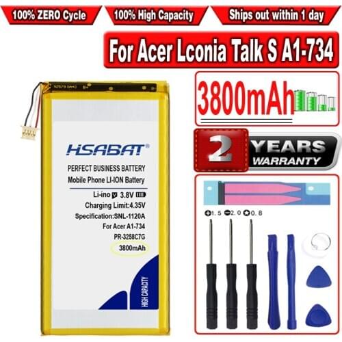 HSABAT 3800mAh PR-3258C7G Battery for Acer Iconia Talk S A1-734 B1-733 Tablet 3-wire