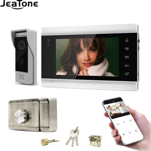 Jeatone 7inch WIFI Monitor Video Door Phone Intercom Home Security System Video Doorbell Camera With Lock ,Tuya Remote Control