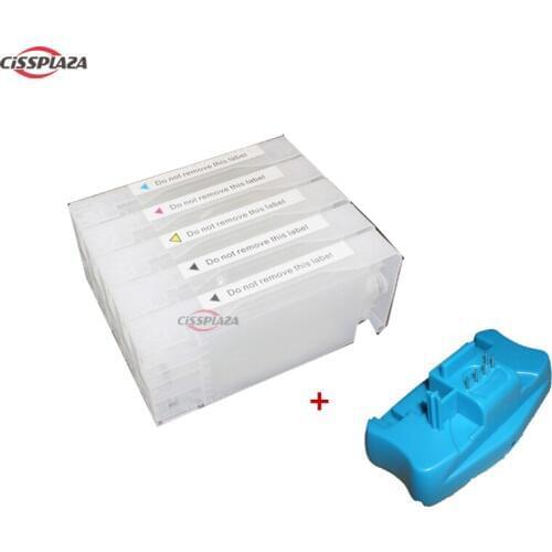 CISSPLAZA refillable ink cartridges 350ml 5pcs compatible for epson pro 7700 9700 7710 9710 with chip+1pcs chip resetter