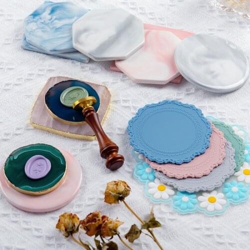 Ceramics Circular Square Octagon Cooling Demoulding Plate Pad Cover Stamps Wax Seal Stamp Sealing Beads Pads Envelope
