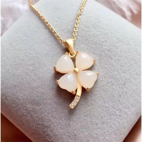 Charm Crystal Clover Pendant Necklace Girls Clavicle Accessories Fashion Lady Silver 925 Chain Gold Necklace For Women Jewelry