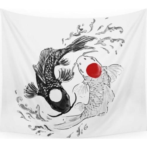Koi Fish Ying Yang Wall Tapestry Home Living Decor Space