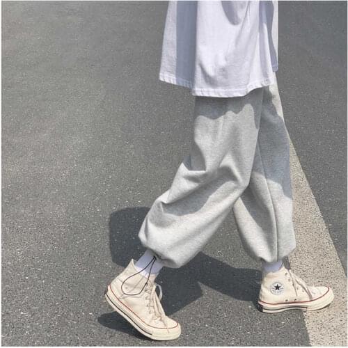 Summer 2021 Gray Sports Pants Female Korean Casual Loose Loose And Thin Wild ins Tide Pants Straight Wide Leg Pants