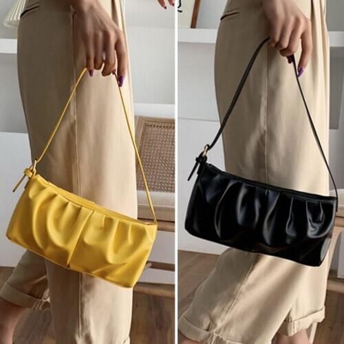 2020 New Fashion Simple Solid Color Fold Bag Female Bag Armpit Bag High-grade Foreign Shoulder Bag