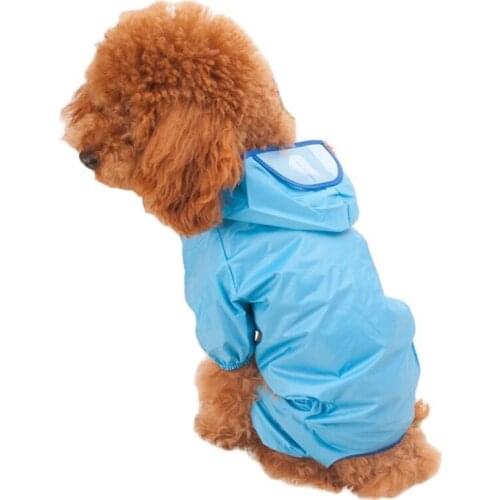 Pet Nylon Raincoat Dog Raincoat Teddy Waterproof Clothes Golden Retriever Hooded Rainwear Samoyed Outdoor Blue Pink Jacket