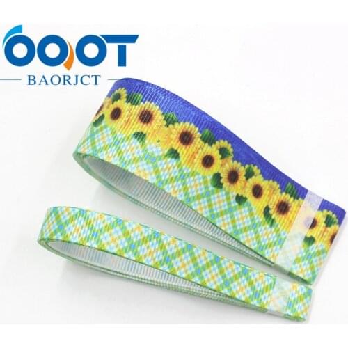 OOOT BAORJCT I-191203-2668,10/25mm 10yards flower Thermal transfer Printed grosgrain Ribbons,Clothing DIY handmade materials