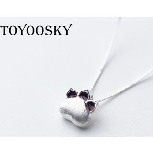 925 Sterling Silver Necklace Feet Design Cat Footprints Silver Chain Necklaces & Pendants Fashion Women Jewelry