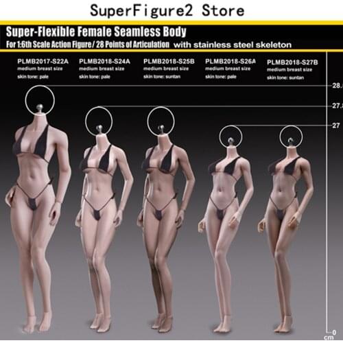 PHICEN TBLeague 1/6 Pale Color Super Flexible Female Seamless Petite Body S24A/ 25B / 26A /27B/ S02A for Lolita Athena Head