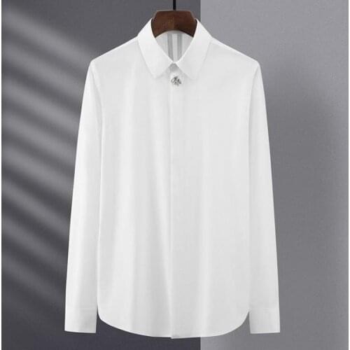 New Cotton Male Shrits Luxury Long Sleeve Bees Embroidery Casual Mens Shirts Fashion Slim Fit Party Man Shirts Plus Size 4XL