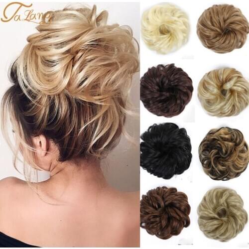 TALANGSynthetic Messy Bun Hair Bun Wig For Women Heat Resistant Hairpiece Rubber Band Curly Hair Donuts Extensions Accessoire