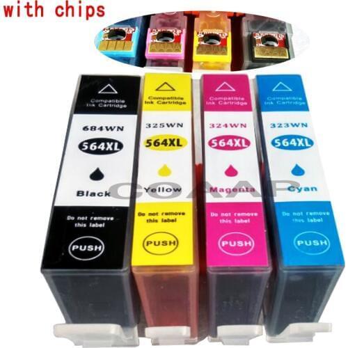 4 Compatible Ink Cartridge for HP 564 XL Photosmart 7510 7515 7520 7525 Printer