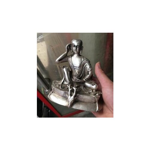 Tibet Buddhism Pure Bronze Arhat Milarepa Buddha Statue