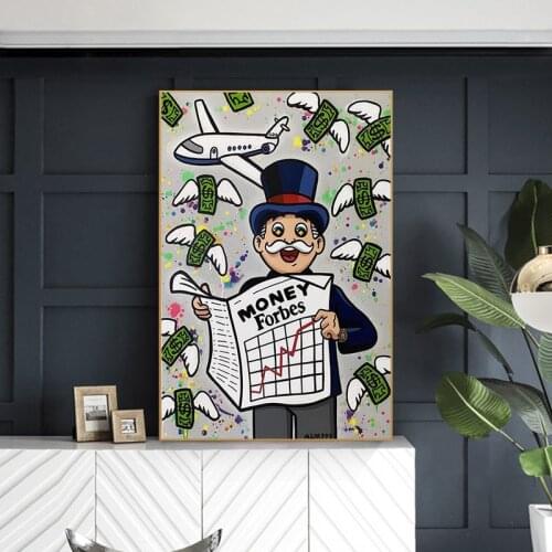 Street Graffiti Pop Art Old Man Kids and Money Poster Canvas Print Wall Picture Living Room Home Decor Wall Art Canvas