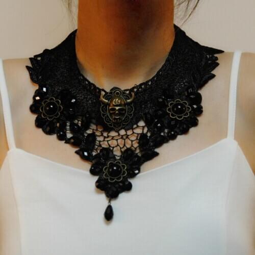 Vintage White Lace Choker Necklace False Collar Statement Necklace for Women Accessories Lady Gothic Party Jewelry