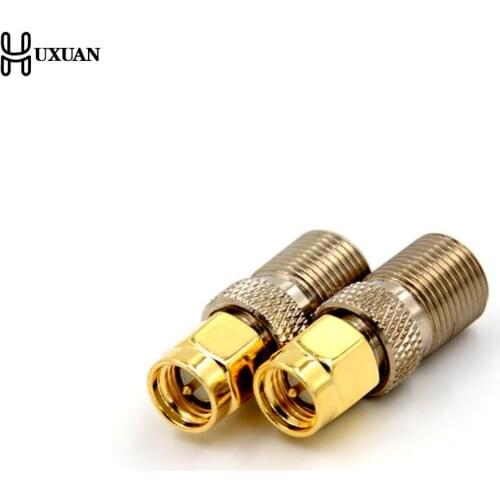 High Quality F Type Female Jack to SMA Male Plug Straight RF Coaxial Adapter F connector to SMA Convertor gold Tone