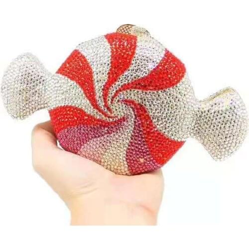 XIYUAN Candy Shape Crystal Women Evening Bags Clutch Bag Hard Case Minaudiere Wedding Party Handbags Purses Metal Clutches Bags
