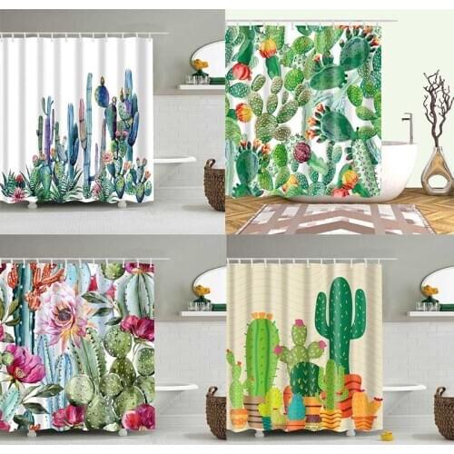 Multi-size Printed Shower Curtains Tropical Cactus Shower Curtain Polyester Fabric Bath Curtain for The Bathroom Decorations