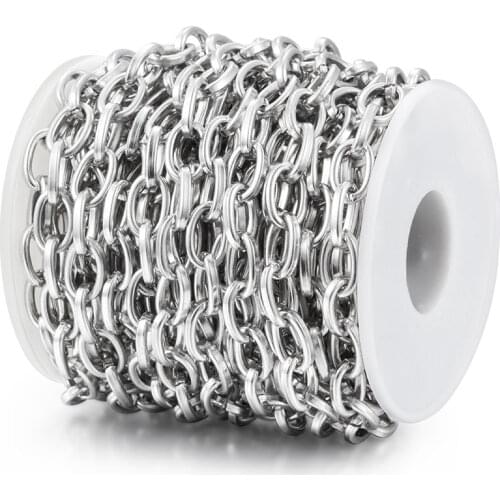 1M Stainless Steel Oval Chain Large Cross Chains For Diy Jewelry Making Accessories Hip Hop Necklace Bracelet Craft Width 7.5mm