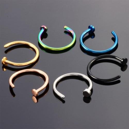 1pc Fake Nose Ring Clip On Lip Ring Stainless Steel C-Shape Earring Helix Rook Tragus Faux Septum Body Piercing Jewelry
