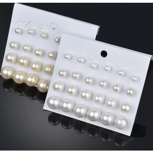 2021 Fashion Oversized Pearl Earrings Set Korean White Beige Pearl Earrings Statement Women Wedding Jewelry Gifts