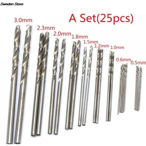 25pcs Micro Hss Small Twist Drill Bit Set Mini Precision Hobby Micro-Drill Bits 0.5mm-3mm For Pcb Crafts Jewelry Watch Making