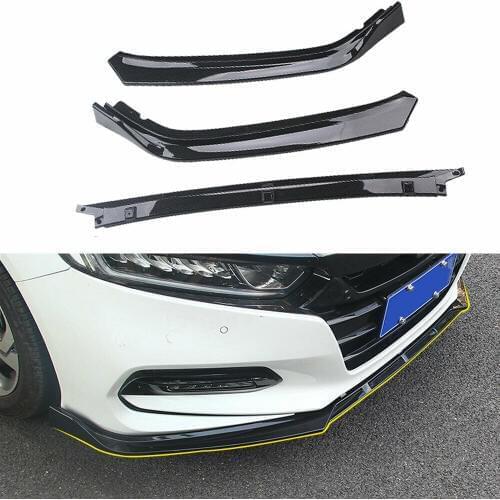 3pcs Carbon Fiber Style/Black Car Front Bumper Cover Trim Protector For Honda Accord 2018