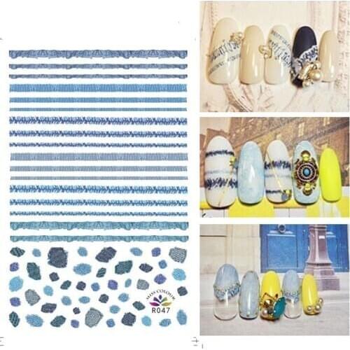 3D Nail Sticker Autumn Small Compact Adhesive Stickers Cloth Pattern Line Stripe Stickers for Manicure Nail Art Decoration
