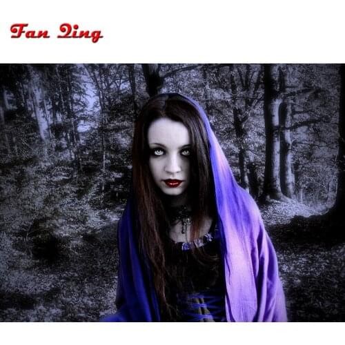 Black Night Woman Diamond Mosaic 5D Diamond Painting Kit Full Square Round Drill Diamond Embroidery Gothic Dark Art Gift