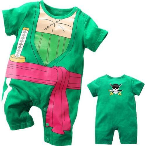 Anime Roronoa Zoro Cosplay Costume Baby Boy Clothes Newborn little Baby Romper Cartoon Toddler Kids Jumpsuits Infant Clothing