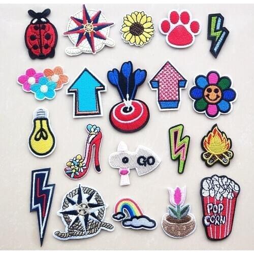 Cute Ladybug Embroidery Applique Patch Iron On Embriodered Patches For Clothing Badge Arrow Flowers Popcorn Sticker on Backpack