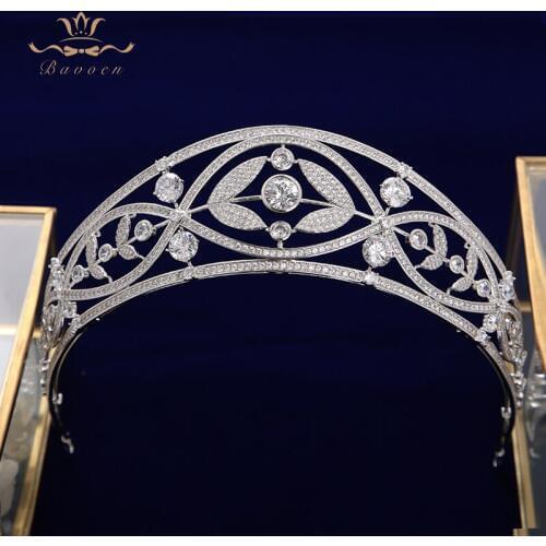Bavoen European Clear Zircon Crystal Wedding Tiaras Crowns Hairbands Crystal Brides Hair Accessories Evening Hair Jewelry