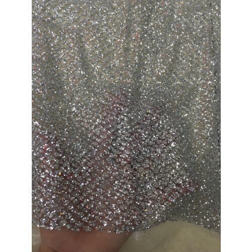 Shinning (5yards/pc) silver glued glitter SYJ-5416 African French net lace fabric for dress